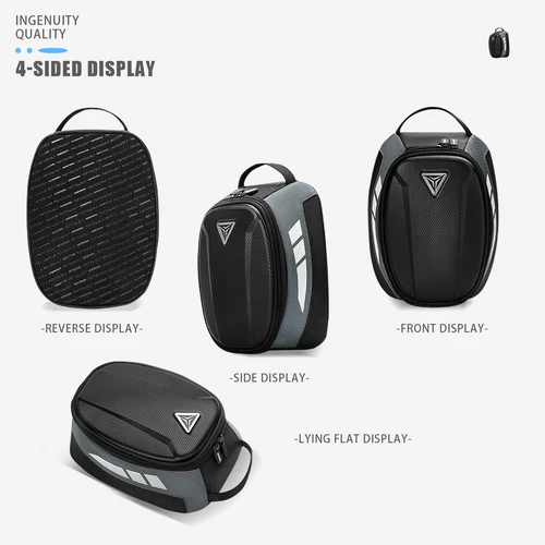 Imagen 2 del producto Bolsa de tanque magnética para motocicleta, carcasa dura de EVA, bolsa de tanque de combustible para motocicleta, bolsa de herramientas portátil para tarjetas y teléfono de 4,5l, Universal, color negro