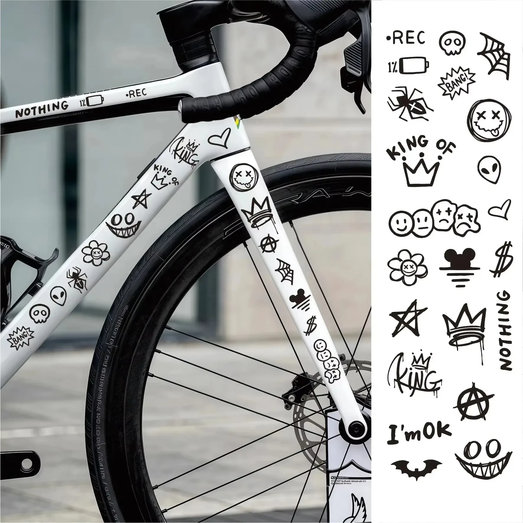 AliExpress NONE Graffiti Bike Sticker Cartoon Reflective Waterproof Decal for Frame Top Tube DIY Cycling Accessory for Road Bikes