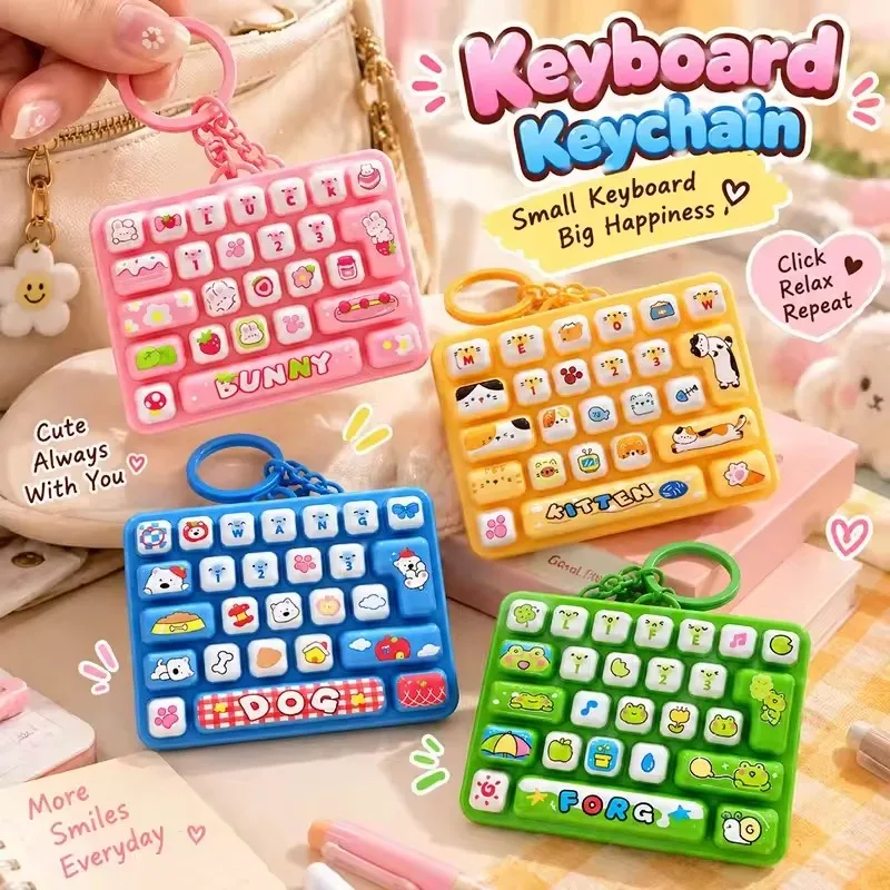 Mini 26-key Key Caps Clicker Keychain Mini 26 Key Clicker Anti-stress Keyboard Keyrings for Bag Charms