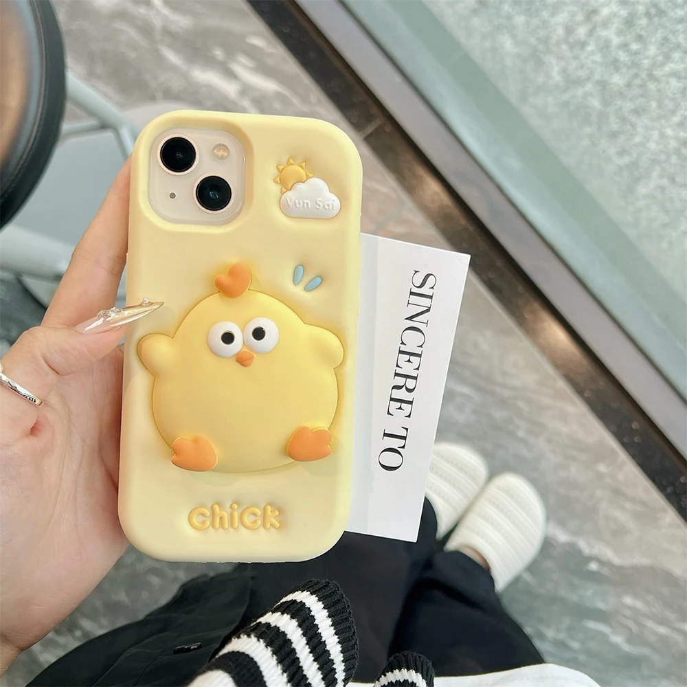 3D Funny Cute Yellow Chick Cartoon Silicone Phone Case for IPhone 13 14 15  16 Pro Max Plus 15pro Shockproof Iphone 16 Pro Cover - AliExpress 202192403