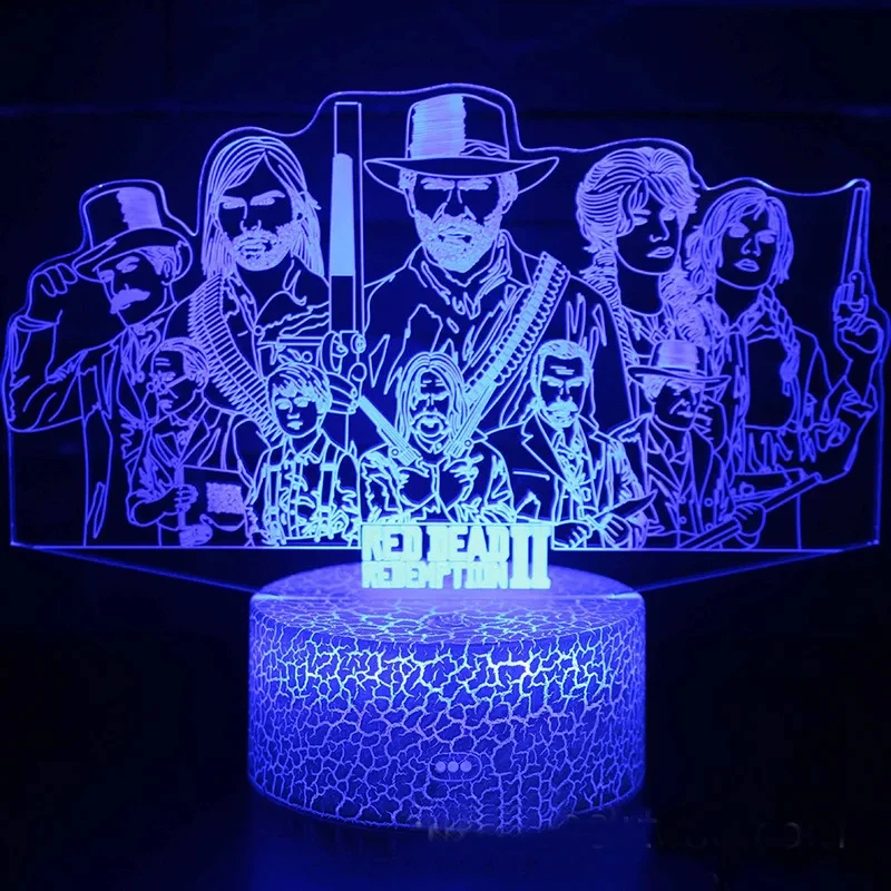 Red Dead Redemptions 2 Game Figure Arthur Morgan Lamp Led Rgb Night Light Cool Cadeau Vriend Gaming Room Tafel Kleurrijke Decoratie