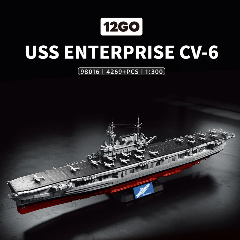 12go 1:300 Building Blocks New 98016 USS ENTERPRISE CV-6 Submarine Assembly Model Toy Desktop Ornament Hot Edition 4269pcs