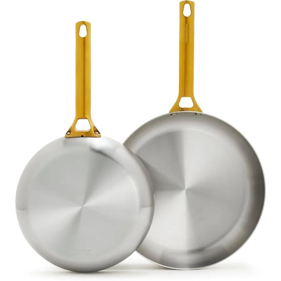 

Stainless Steel TriPly Reserve 10 and 12 Frying Pan Skillet Set Multiclad Cookware for Professional Kitchen Use PFASFree NonSti