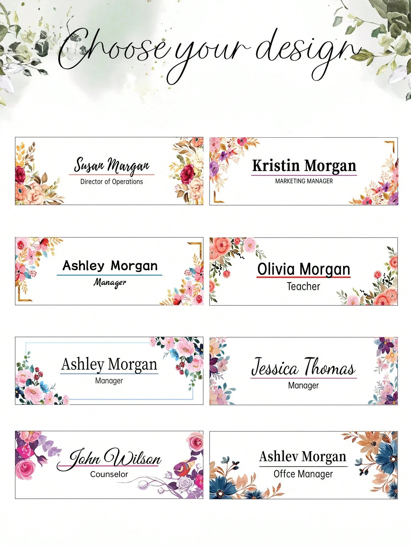 20*6 سنتيمتر شخصية الأزهار مكتب لوحة اسم ، 16 أنماط ، واضح الاكريليك مخصص مكتب ديكور هدية للنساء وزملاء الخريجين #4