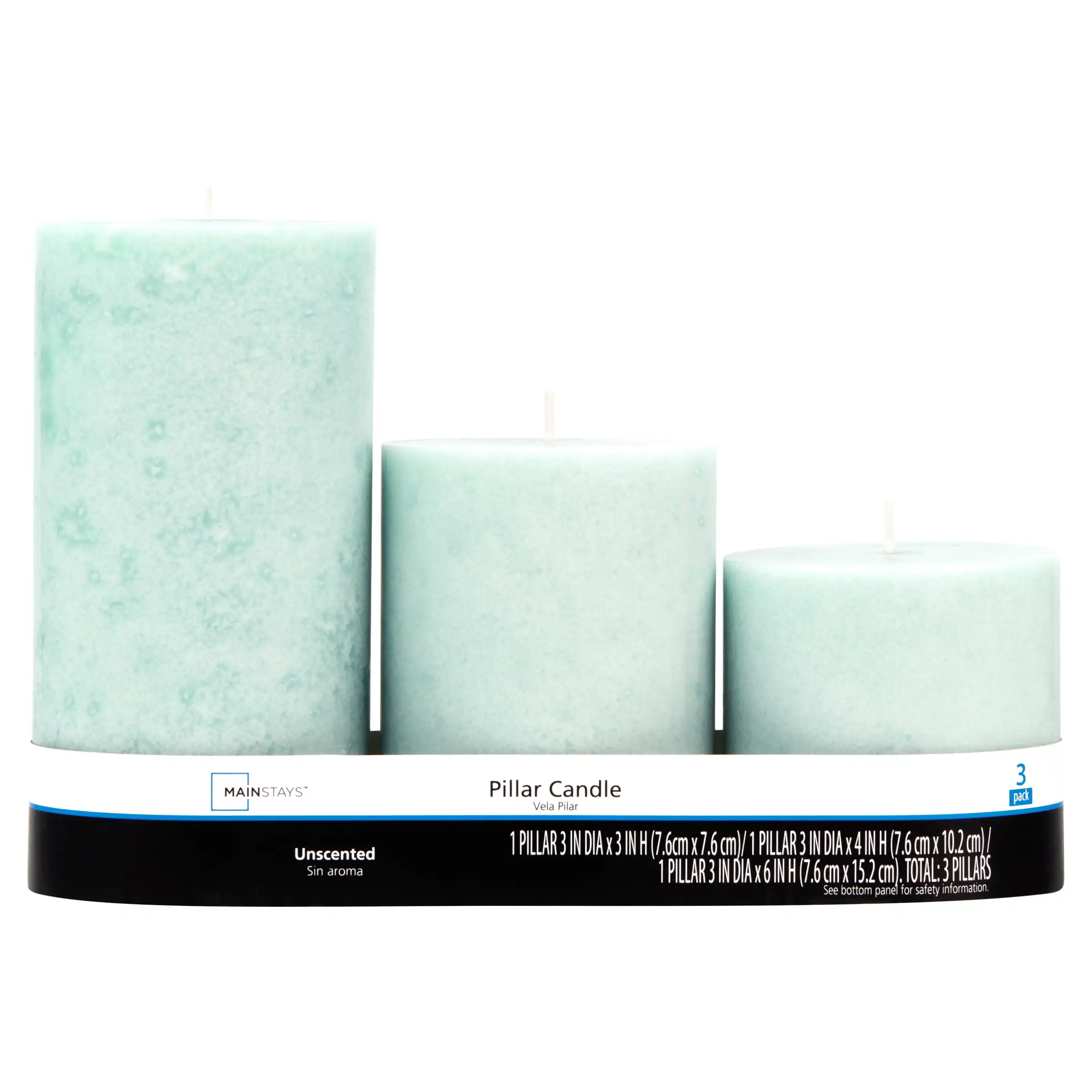 

Unscented Decorative Mottled Pillar Candles Set (3x3, 3x4, and 3x6), Green Mottled Color