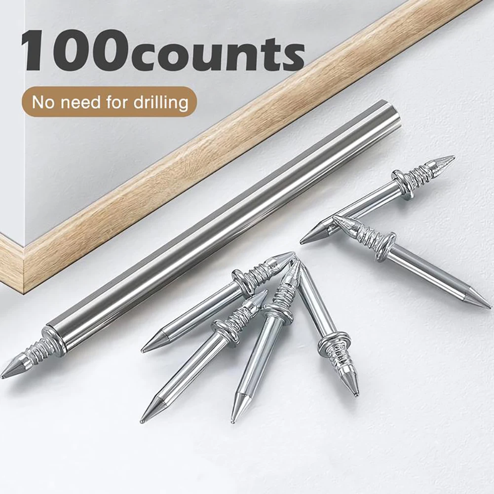 200pcs Double Head Nails Seamless Nails Skirting Thread Seamless Nail Without Marks Metal Rust-Proof Nails Wood No Trace Fixator