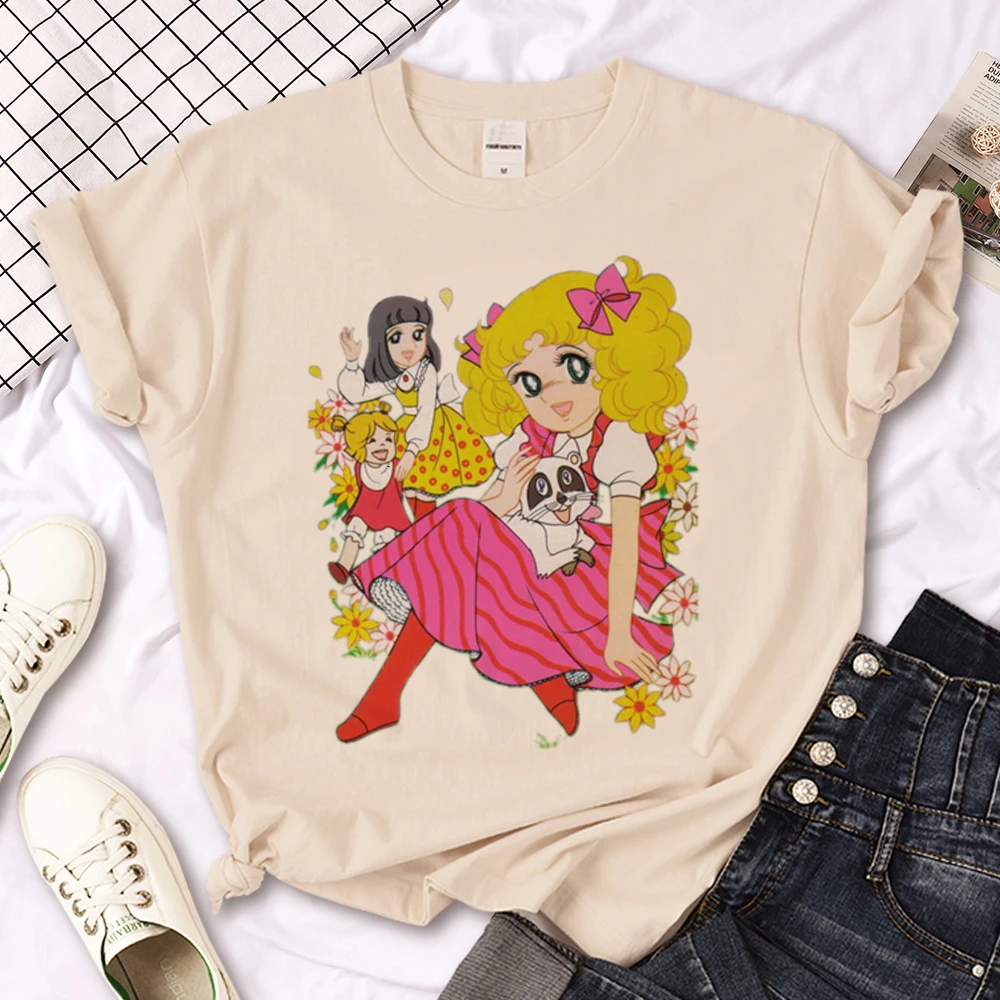 Camisetas femininas de doces doces, Feminino Anime Streetwear, Y2K Roupas, Anos 2000