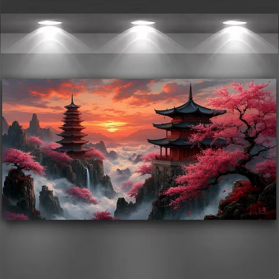 

Large Size Sunrise Attic Scenery Picture Diy Diamond Art Painting New Collection Landscape Full Drill Mosaic Embroidery Kits