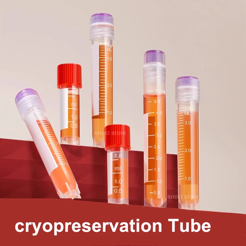 Cryovials Freezing tube PP Cryotube Frozen storage tube, Liquid Sample Vials with Internal Thread Sterile cryopreservation Tube
