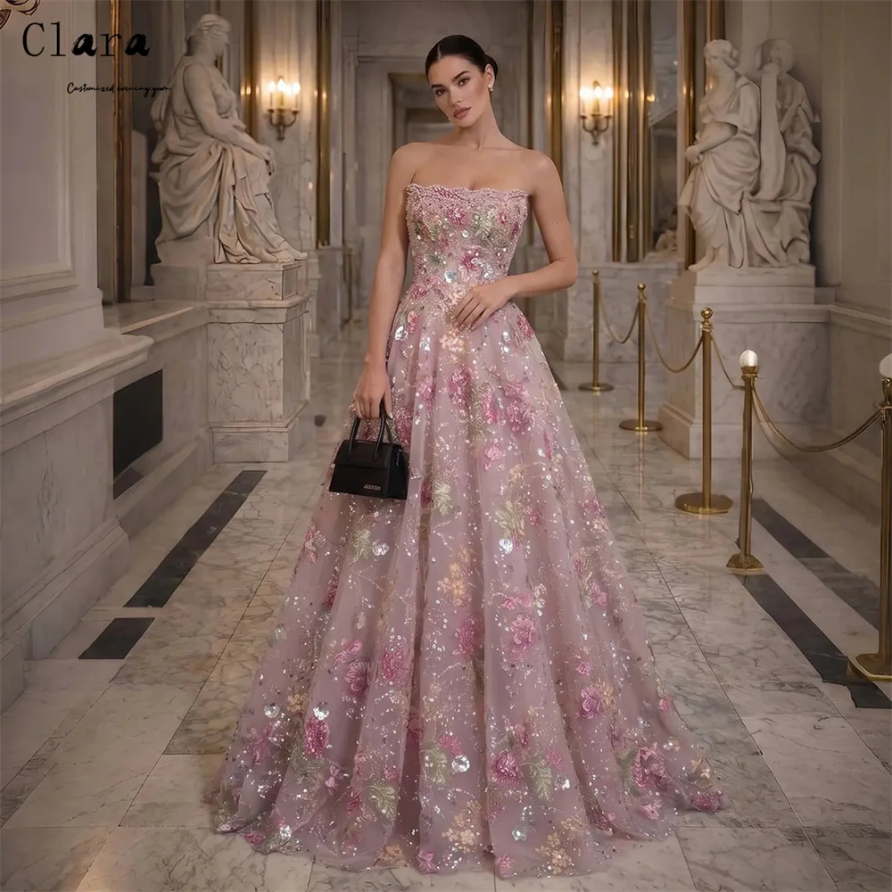 Image of Clara Maßgeschneidertes A-Linien Rosa Sweetheart Spitzen-Luxus-Abendkleid 2026 Damen Ballkleider Luxuriöse Kleider für Luxus-Partys Elegant