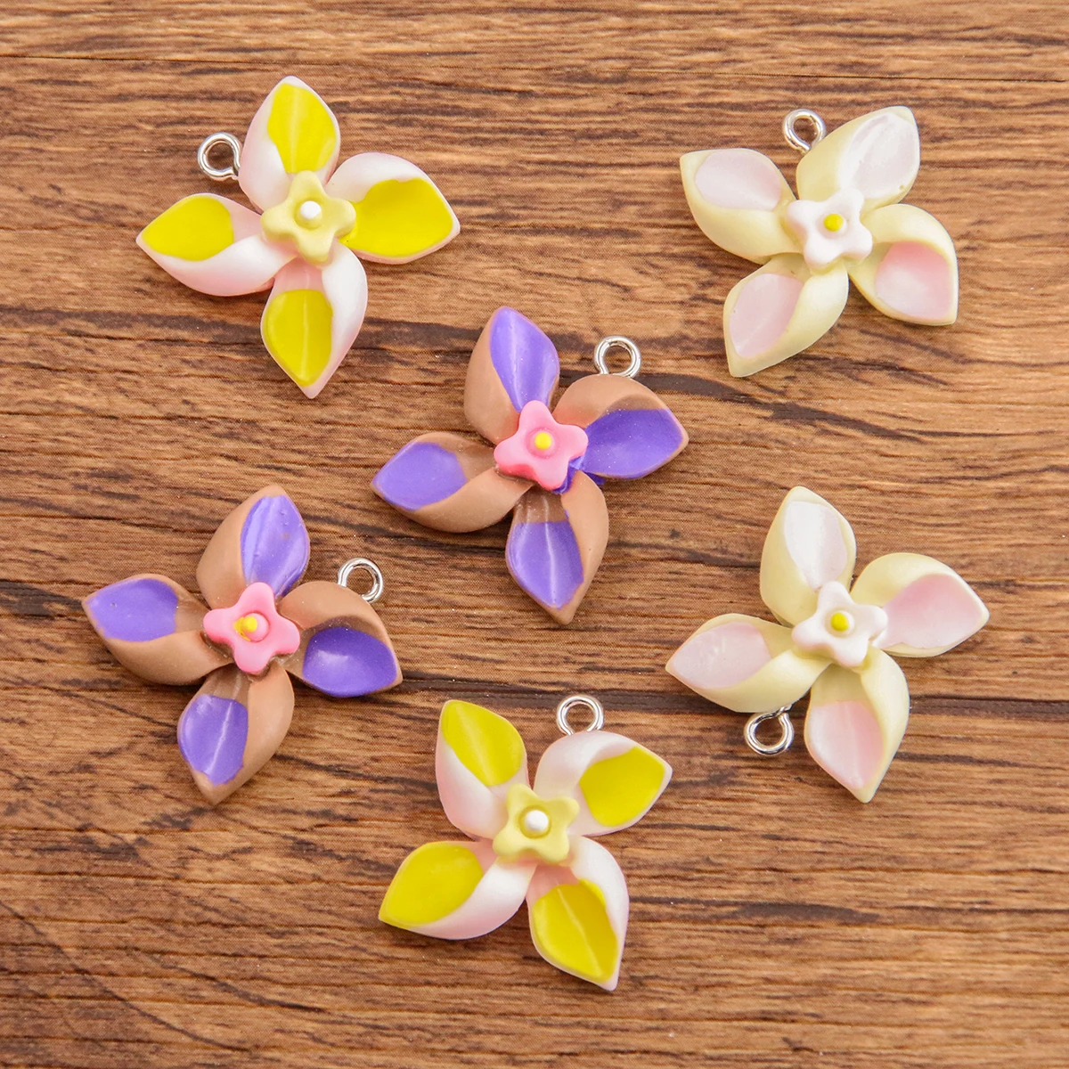 10PCS 18X21mm 3 Color New Product Colorful Windmill Resin Charms DIY Plant Flowers Earring Pendants Jewelry Accessory Making