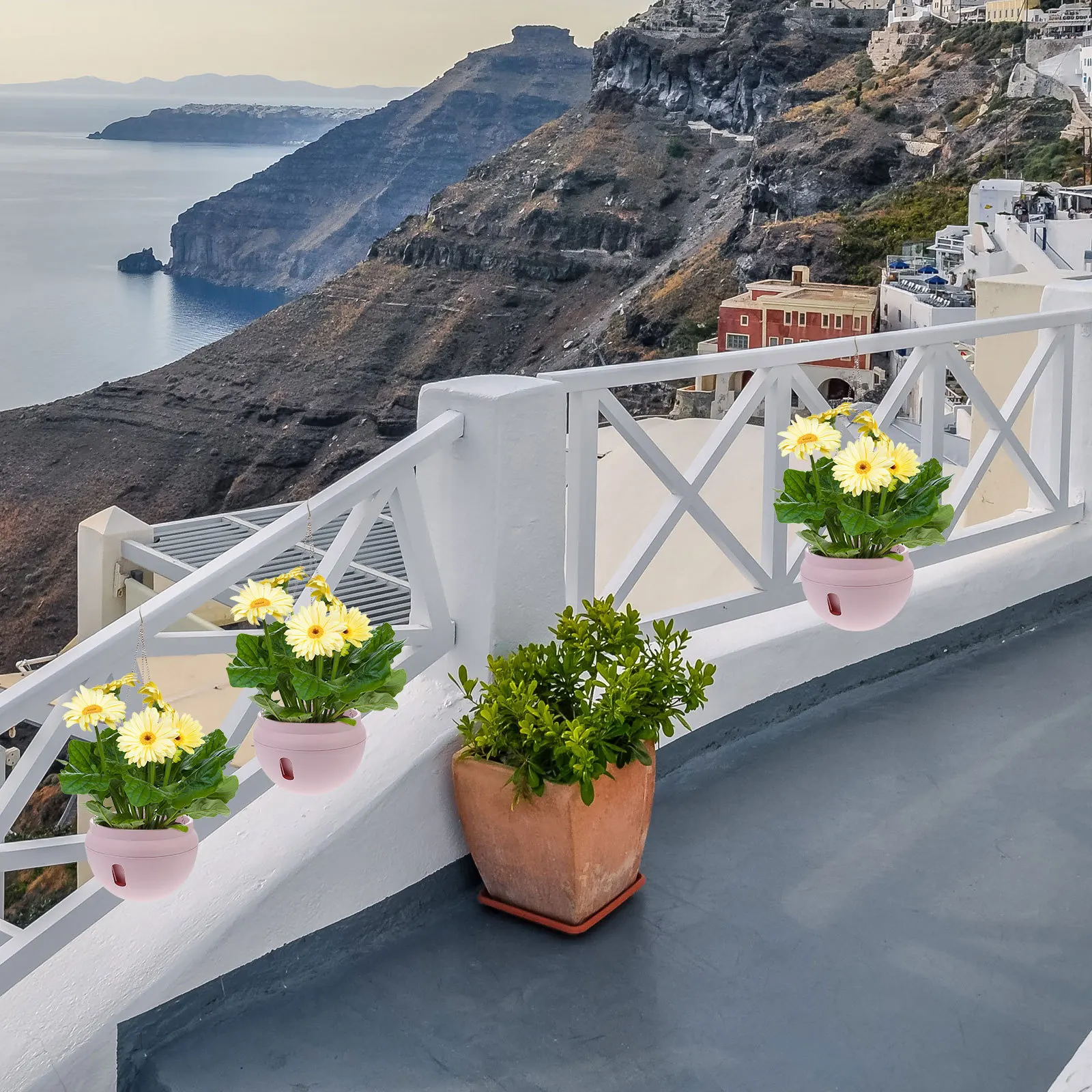 

1Pcs Hanging Succulent Planter with Chain for Home Gardening Decorations Durable PP Material Pink L Flowerpot Succulents Pot