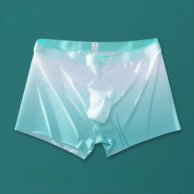 Boxers hombre sin rastro gradiente 3d entrepierna Boxer ropa interior de talla grande bolsa convexa bañadores ultrafinos calzoncillos translúcidos