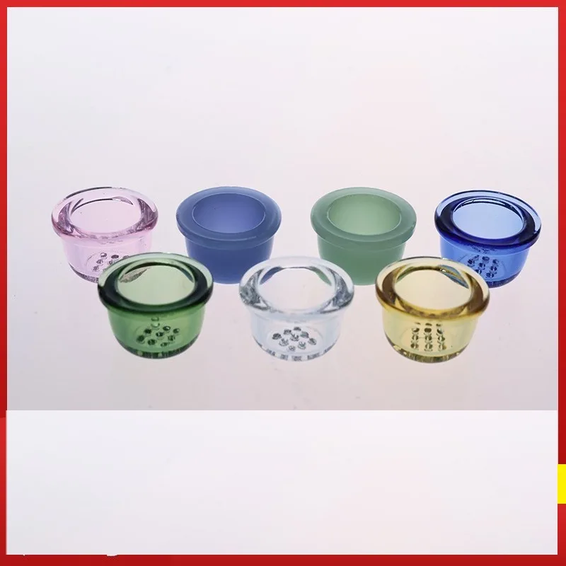 1Pc Mini Glass Cigaret Pipe Filter Tips Round Mouth for Dry Herb Tobacco Rolling 9 Holes Glass Tobacco Pipe
