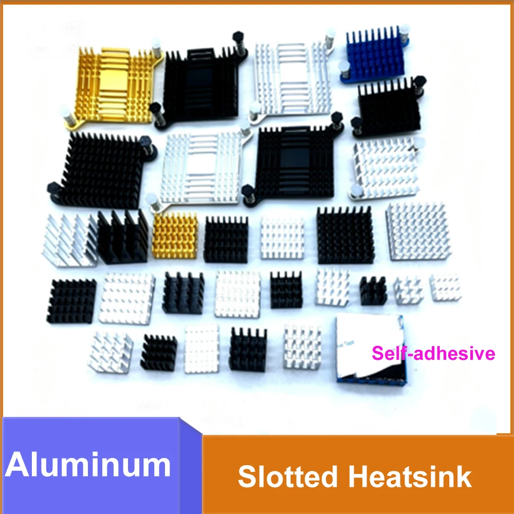With Adhesive Backing Slotted Aluminum Heatsink Thermal Cooling Pad Sticker Heat Sink for CPU PCB Electronic Component Cooling