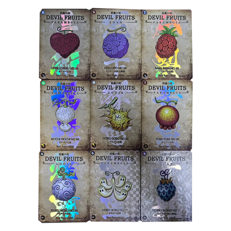 18Pcs/set 63X88Mm Diy Self Made One Piece Revive Fruit Collection Card Refraction Color Flash Bartholemew Kuma Gift Toys