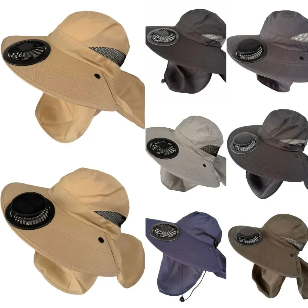 Breathable Solar Powered Fan Hat Adjustable Long Lasting Sun Shade Hat Solar Rechargeable Portable Wide Brim Sun Hat