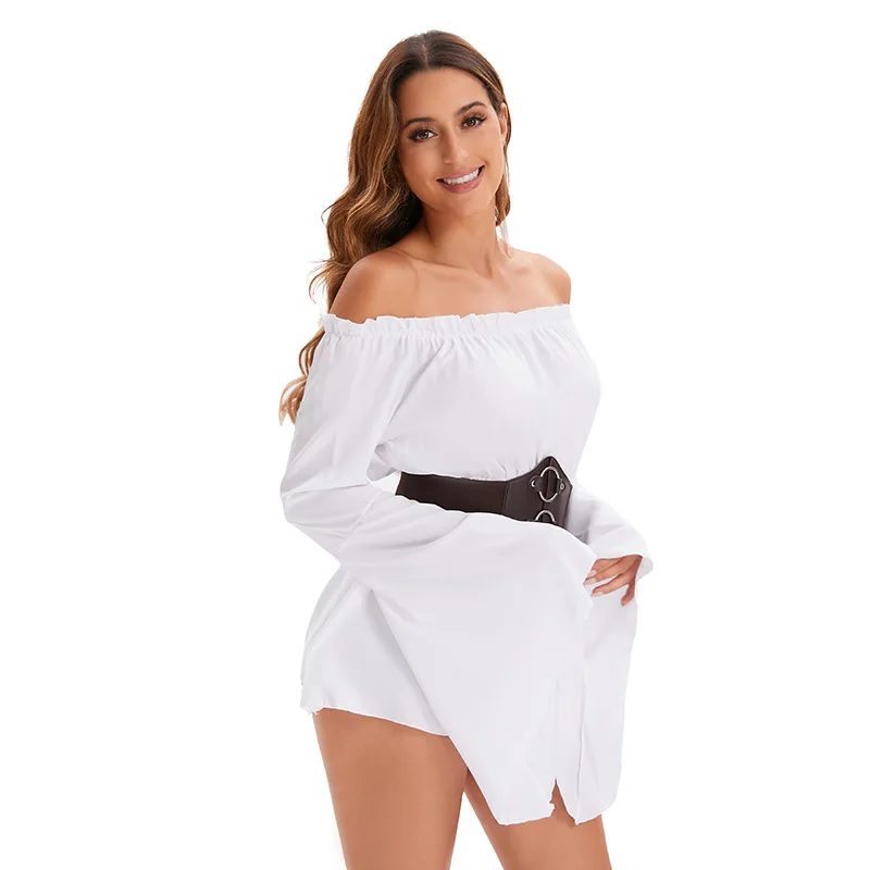 New Medieval Pirate Women's Long Sve irt Stage Performance Costume loween Cosplay Renascence Outfit Traditional Chine...