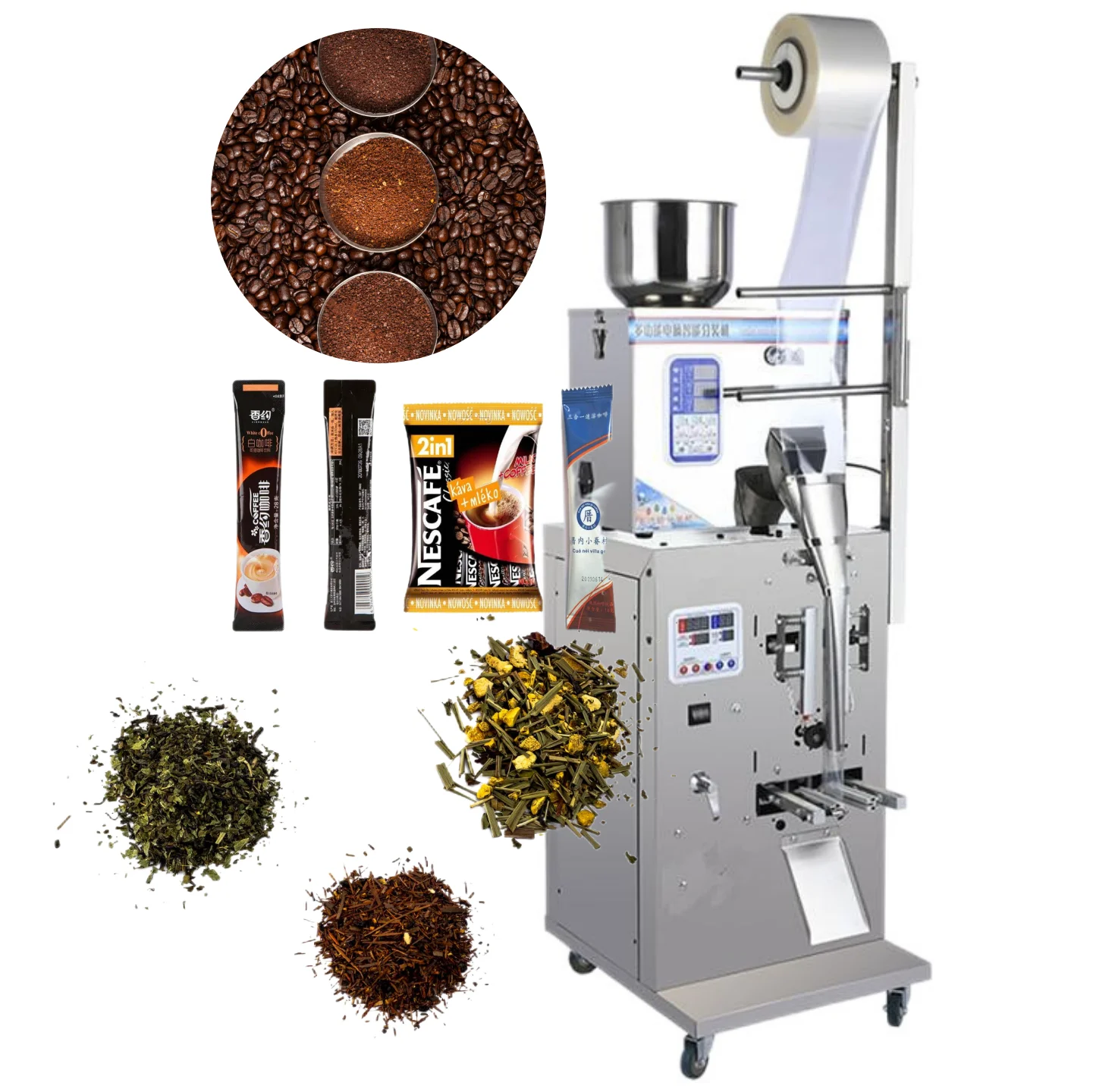 Powder Automatic Tea Coffee Bag Pouch Sachet Price and Salt 1Kg Shrink Rice Honey Milk Sugar Food 3  Packing Machine for Spices