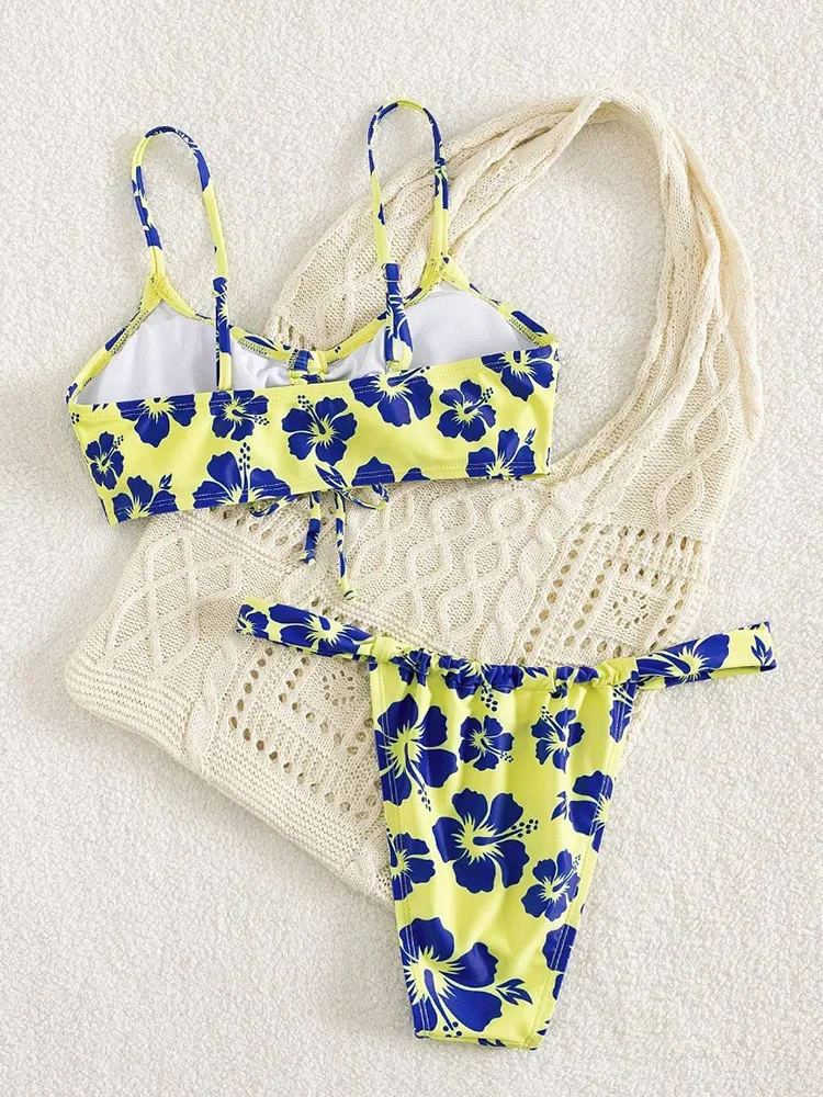 

UETEEY 2025 New Summer Swimwear Bikinis Set Sexy Print Backless Bikini 2 Piece Set for Women Split Swimsuit Beach Style Bikini