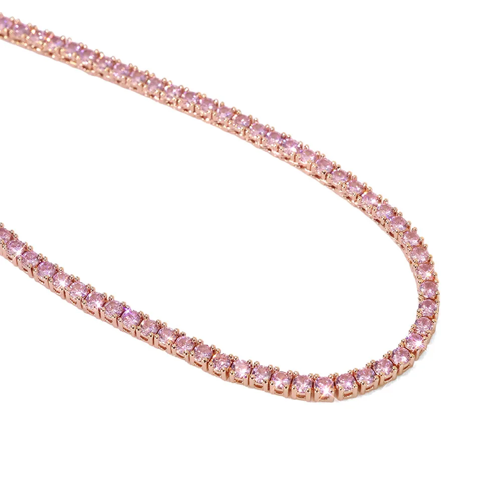 الهيب هوب مجوهرات الجليد 5 مللي متر واسعة ملونة تألق تنس قلادة تشيكوسلوفاكيا الزركون المألوف تنس قلادة مناسبة للرجال والنساء