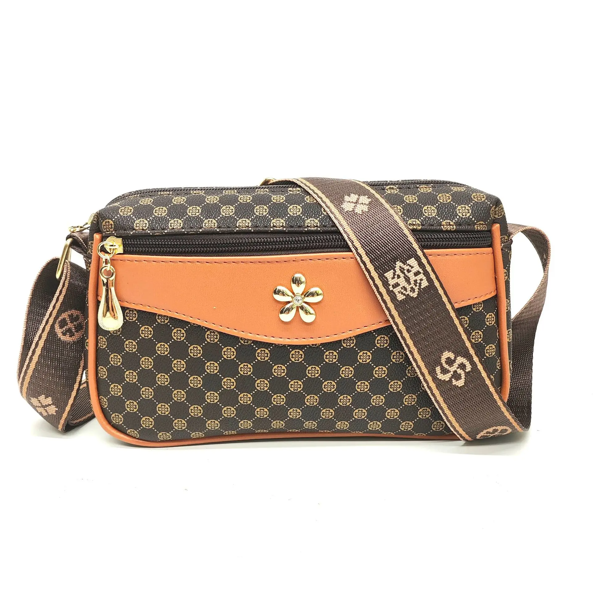 

Women Small Bag Printed Retro Fashion Shoulder Crossbody Bag Advanced Sense Multi-layer Space Small Bag