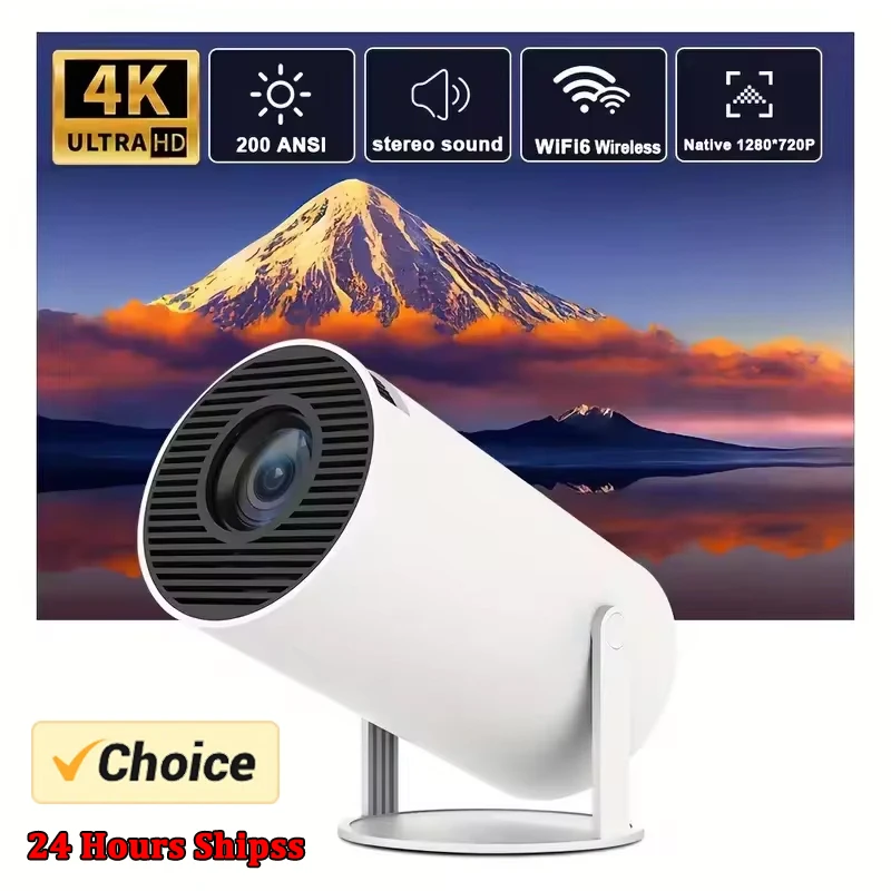 New 2024 4K Android 11 Dual Wifi6 200 ANSI Allwinner H713 BT5.0 1080P 1280*720P Home Cinema Outdoor Portable Projetor