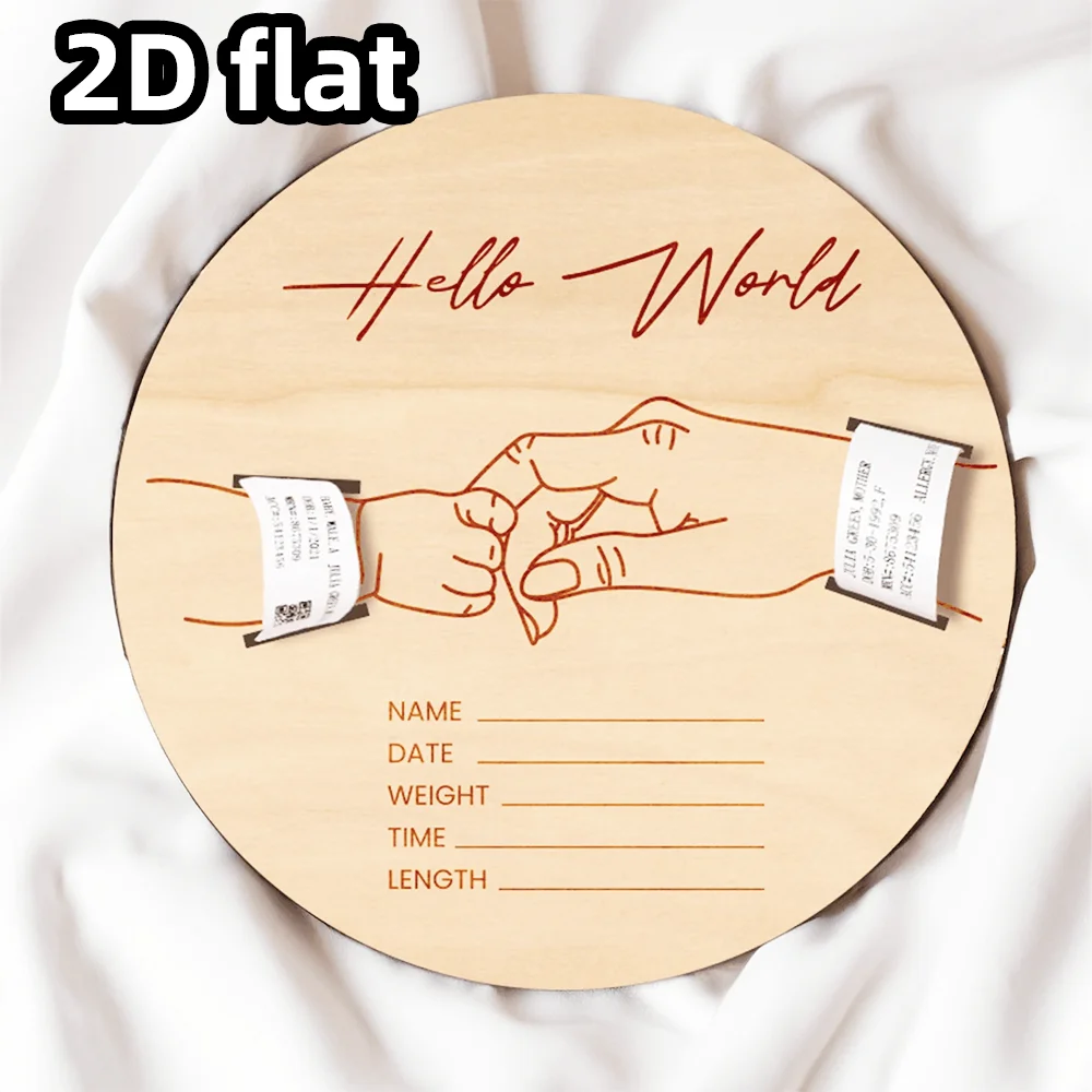 حامل سوار مستشفى الطفل الخشبي المقطوع بالليزر عنصر واحد، تذكار لحديثي الولادة منقوش شخصيًا، هدية ميلاد مخصصة للأم