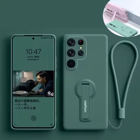 Phone Case For Samsung Galaxy S24 S25 S23 S22 S21 S20 Plus Ultra FE S25Edge Case Silicone Cover Holder With Screen Protector