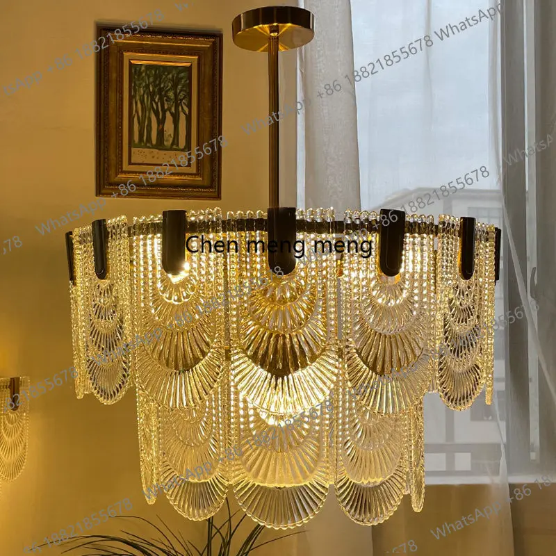 American chandelier, court retro style living room lamp, French art glass lamp, light luxury