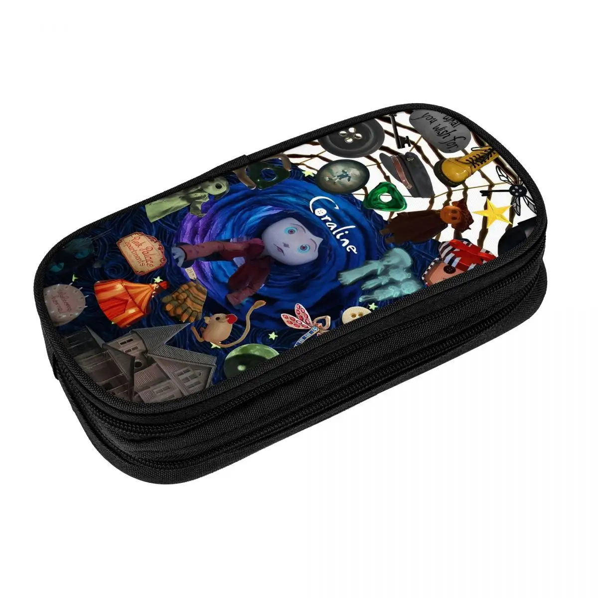 Coraline Halloween Horror Pencil Cases Pen Bag Kids Big Capacity Students School Gifts Pencil Pouch