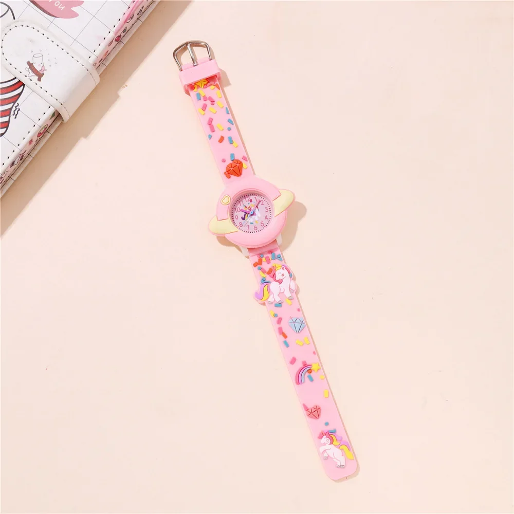 Cute Unicorn Children's Watch Cartoon Quartz Wristwatches, Colored Plastic Band Quartz Boy Girl Student Decorative Watches