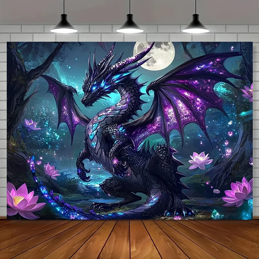 1 Stück Fantasy-Drachen-Fotografie-Hintergrund, geeignet für Geburtstage, Festivals, Partys, mehrere Größen zur Auswahl