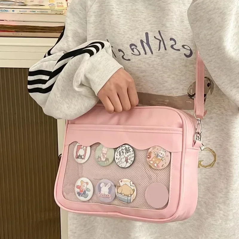 حقيبة هاراجوكو إيتا اليابانية للنساء من البولي يوريثان بجيب شفاف Itabag للفتيات في المدرسة الثانوية زي JK حقيبة كتف كروس حقائب يد