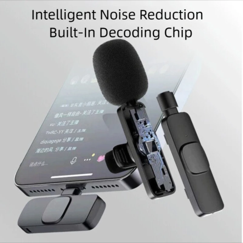 Wireless Lavalier Microphone Mini Mic for iPhone Android Live Broadcast Gaming Phone Audio Video Recording Wireless Portable Mic image 2
