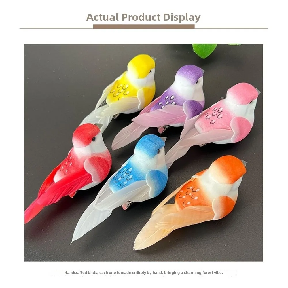 Colorful Simulation Birds Photography Props with Clip Decorative Fake Bird Home Decor Artificial Foam Feathers Birds