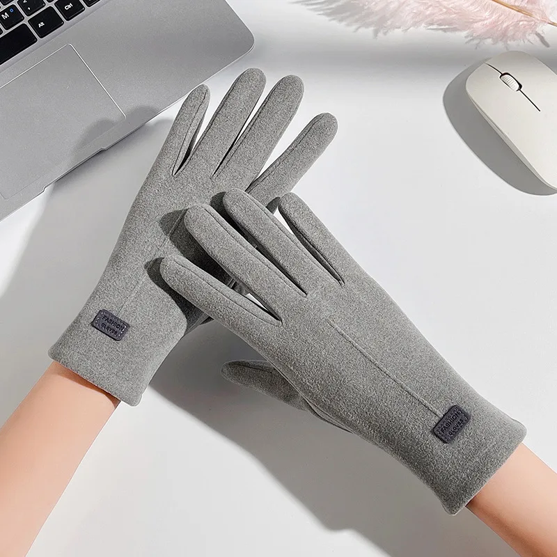 Nieuwe Dames Winter Warm Houden Touchscreen Dikker Effen Zachte Mode Elegante Eenvoudige Stijl Handschoenen Fietsen Drive Winddicht