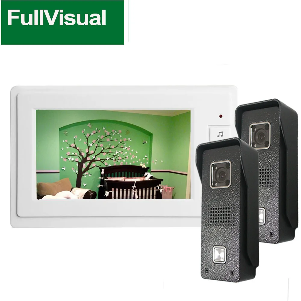 Fullvisual 7 Inch Wired Video Door Entry System Door Phone Doorbell Camera Home Intercom Multiple 1200TVL Unlock Talk