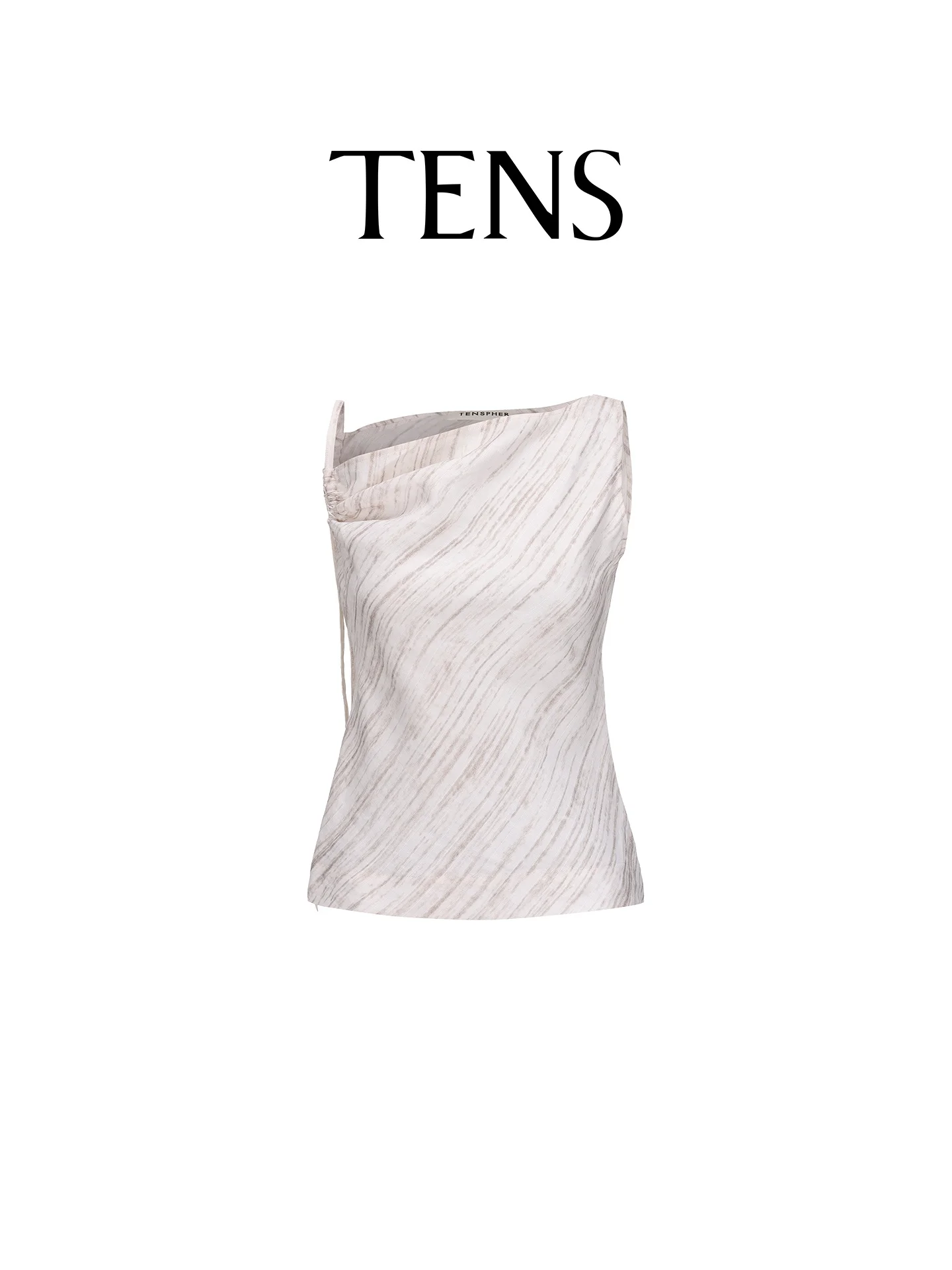 

Женский летний жилет TENSPHER Original с завязками, свободного кроя, из льна, с мраморной текстурой, укороченный