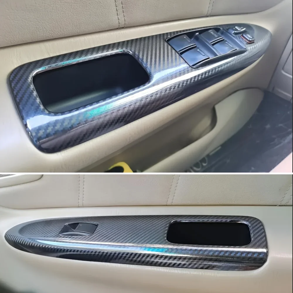 Car Styling Black Carbon Decal Car Window Lift Button for Switch Panel Cover Trim Sticker 4pcs/Set for TOYOTA altis 2003-2006