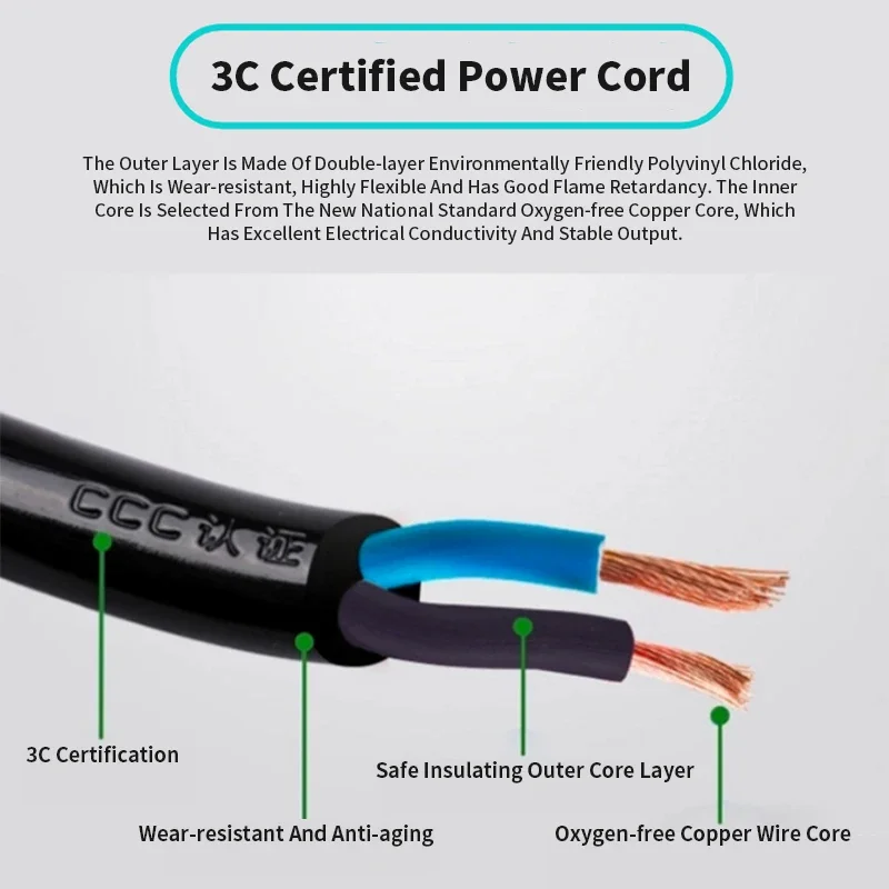 مركبة كهربية سلك الطاقة التوصيل شحن خط المعايير الوطنية 3 حفرة يادي إيما خط سميك 0.5/0.75 مللي متر بطارية السيارة الناتج سلك