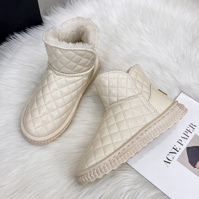 Casual Fashion Slip on Fleece Lined Winter Shoes Blister-Free Inner, Traction Waterproof Sole Light Snowproof Warm Design