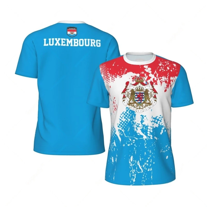 Luxembourg Flag Football T Shirts For Men Fashion Summer National Emblem 3D Printed Jersey Casual Quick Dry Breathable Tees Tops