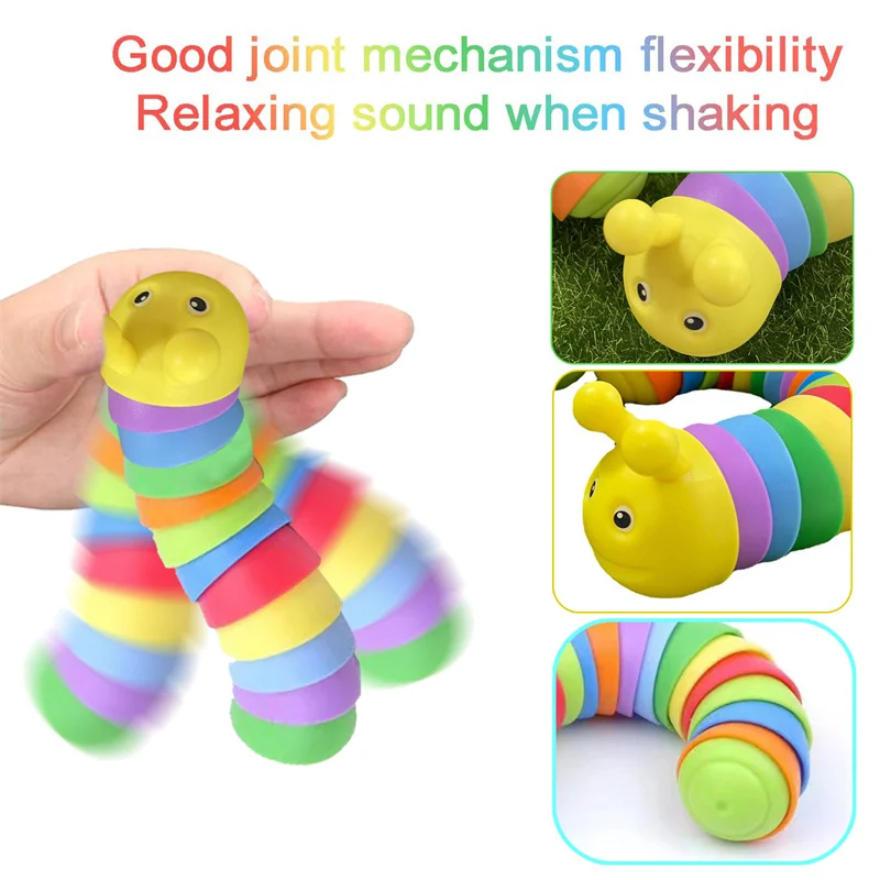 Decompression Toys Office Toys Flexible Fingertip Caterpillar  Antistress Squirming Slug Fidget Toys Autism Children Gift