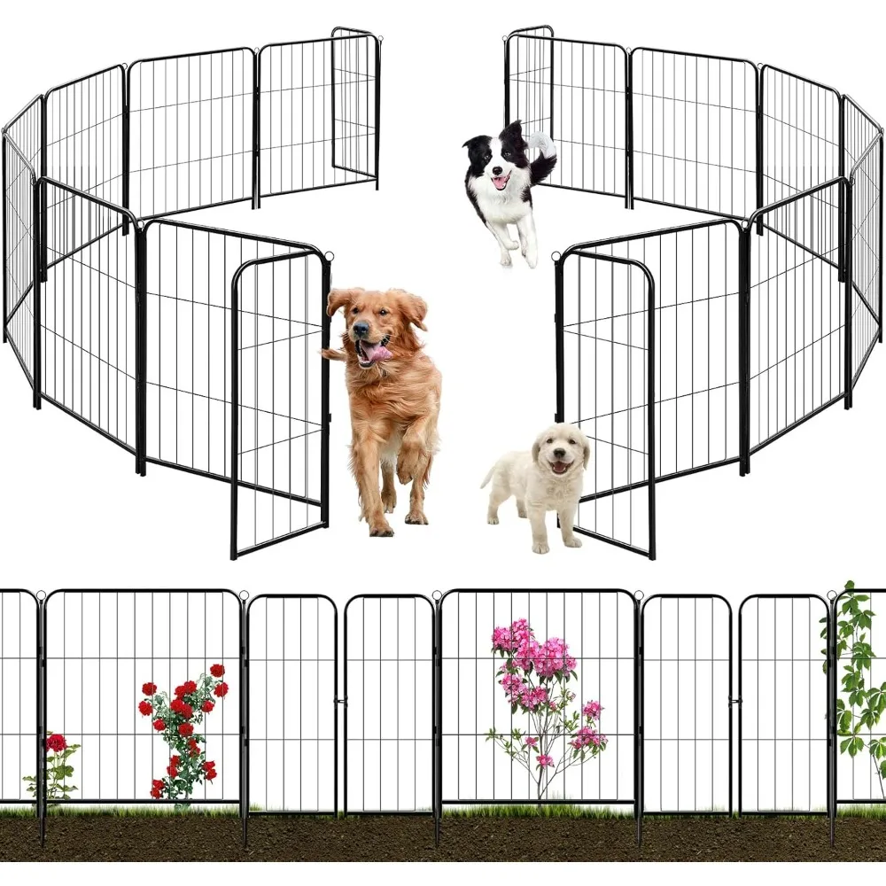 

35.6ft L x 32in H Decorative Garden Fence, 16 Panels Pet Fencing Outdoor Folding Patio Fences No Dig Fence for Dogs Flower Bed