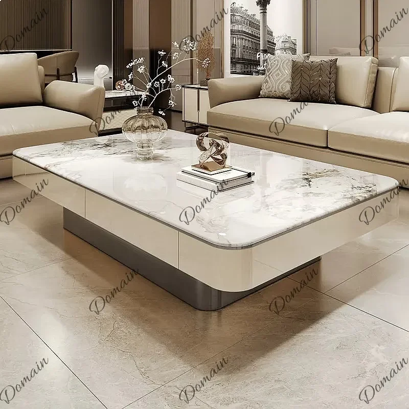 BJ Modern Luxury Microcrystalline Stone Coffee Table 2026 Italian Minimalist Large Living Room Table