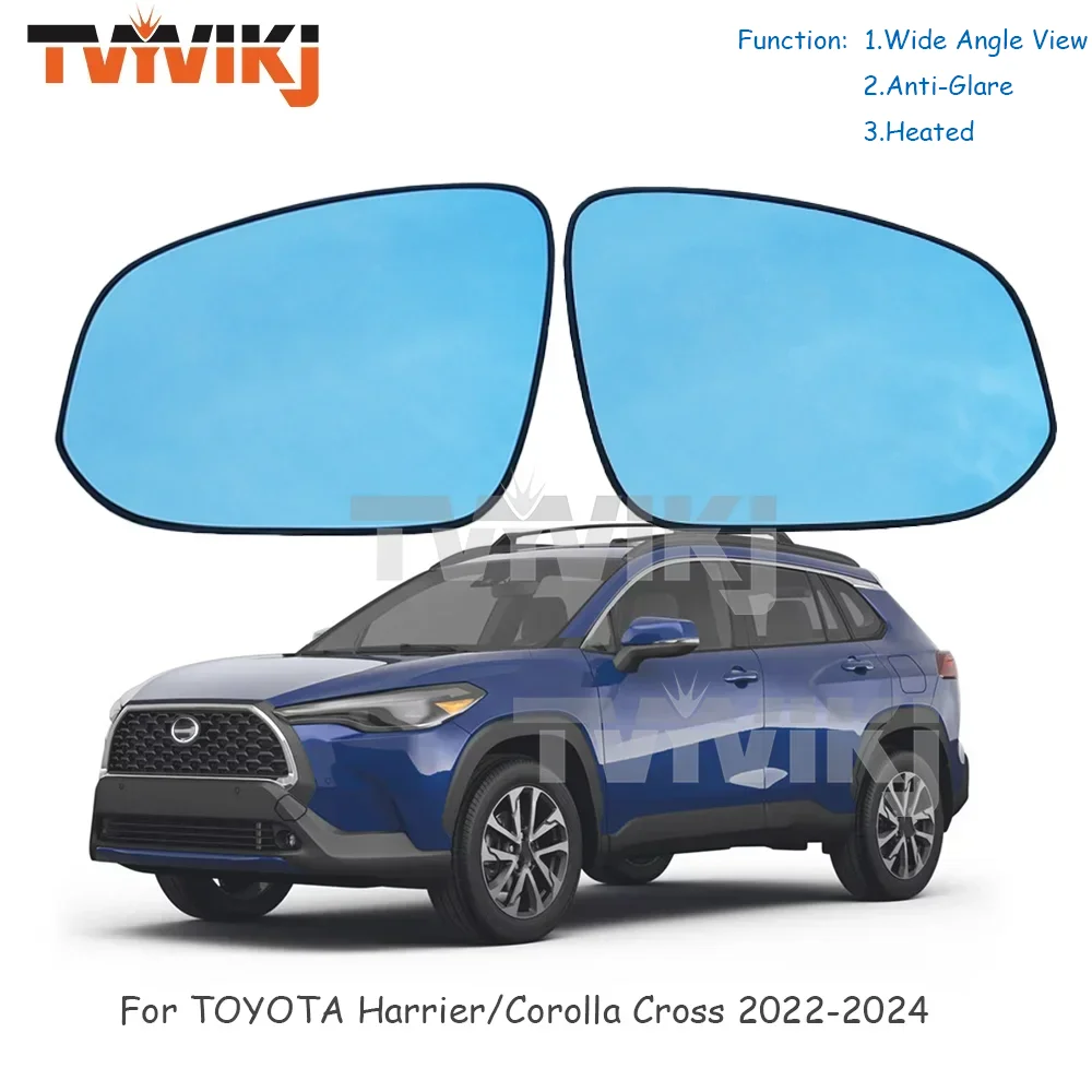 1 pair heated Side Rearview Mirror Blue Glass Lens For TOYOTA Harrier/Corolla Cross 2022-2024 car side mirrors