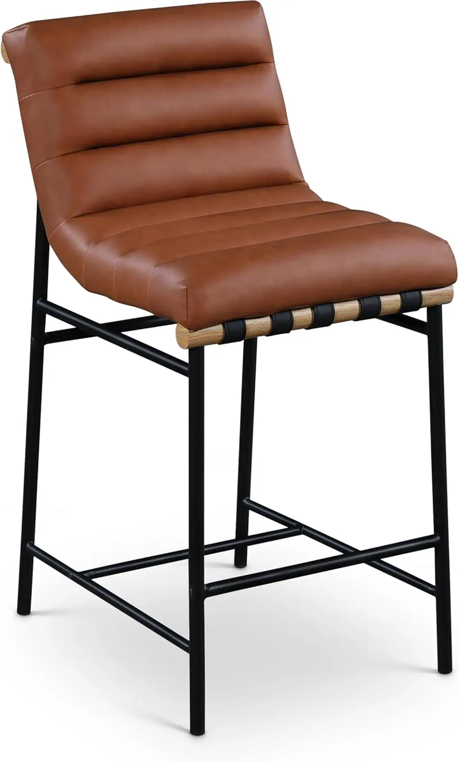 857Cognac-C Burke Collection Modern | Contemporary Vegan Leather Upholstered Counter Stool, Cognac, 18