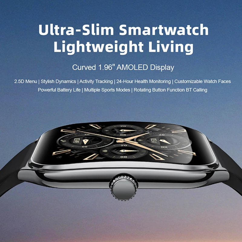Ultra Thin Smart Watch men 1.96" AMOLED HD Pixel Display Alw