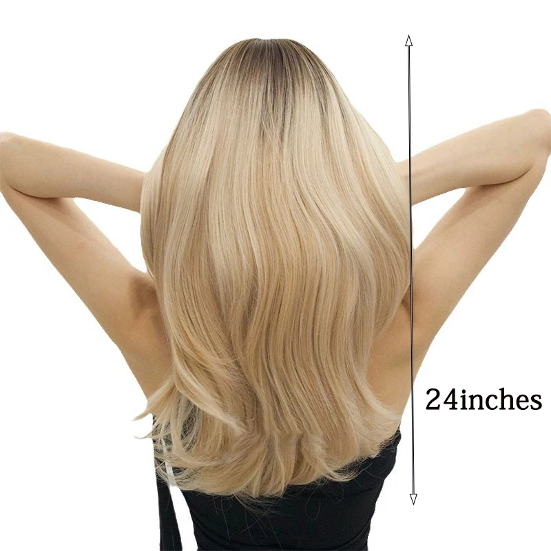 

Clearance Sale Of 24-Inch Gradient Gold Wavy Synthetic Wigs Suitable For Women'S Daily, Party And Halloween Natural Hair